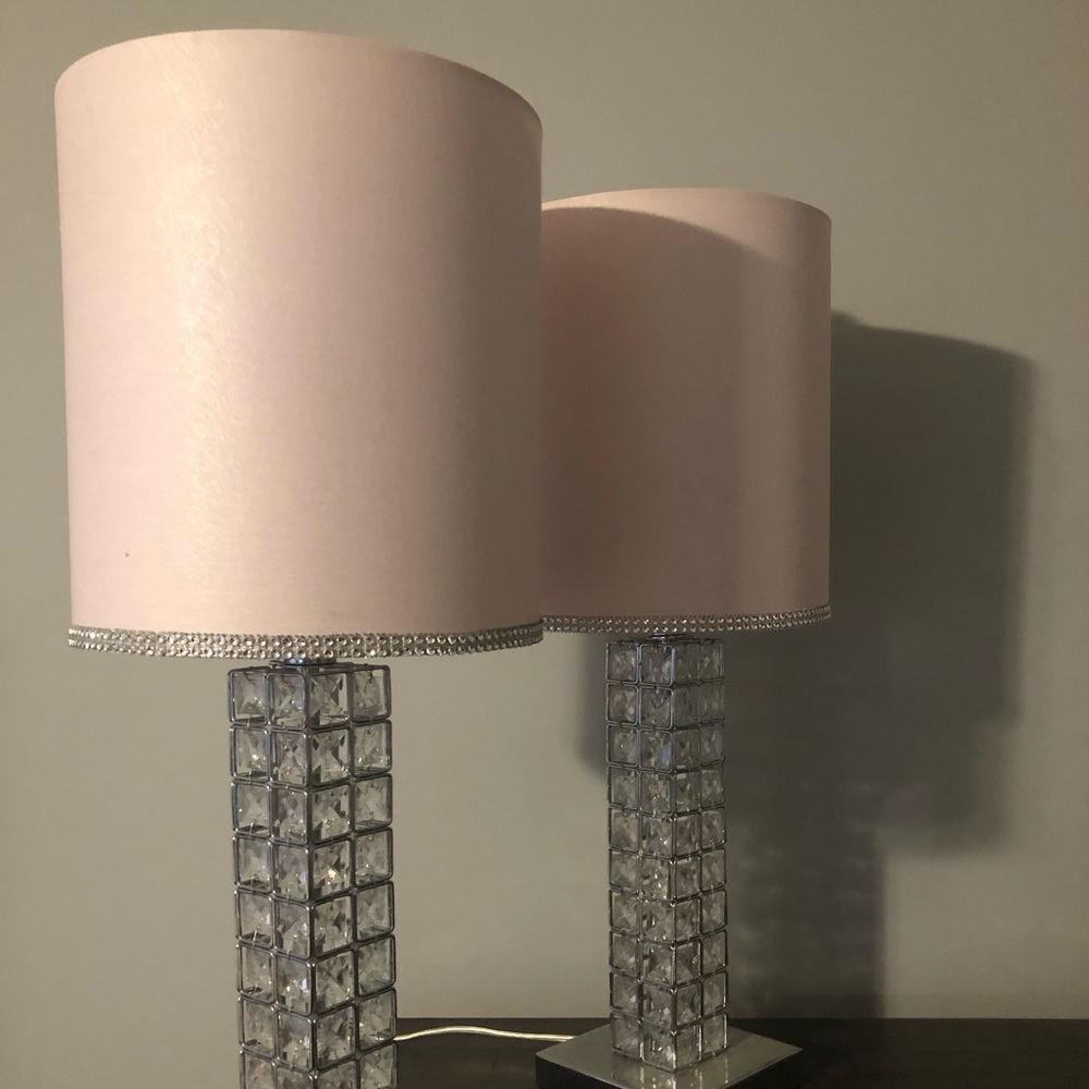 SOLD other site. Lamps set of 2 baby pink